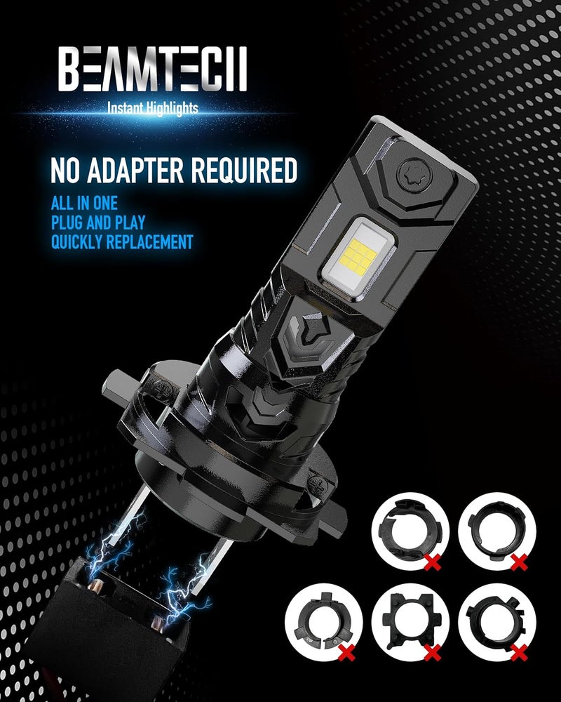 BEAMTECH H7 Light Bulb, No Adapter Need High Speed Fan 6500K Xenon White H7 Bulbs or Fog Lights Pack of 2 - Image 3